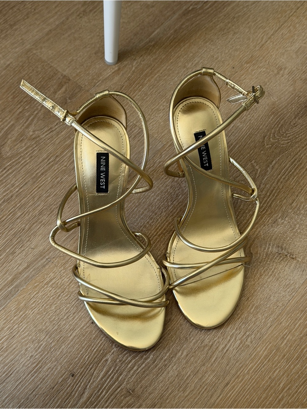 Nine West Metallic Gold Strappy Heeled Sandals